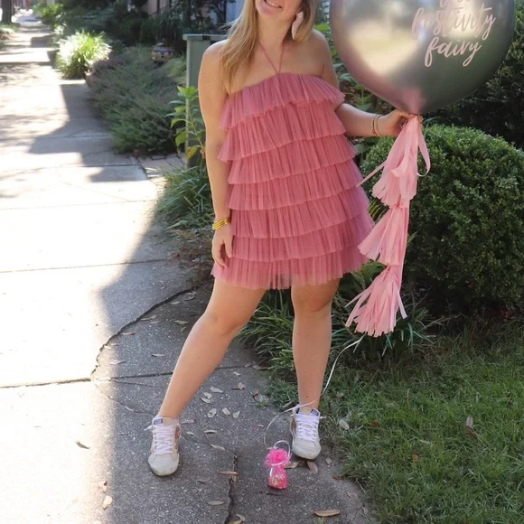Ruffle Zara Pink Tutu Skirt Zara Dresses Tulle Ruffled Halter Mini - Main Image